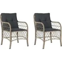 Syfax Gartenstühle mit Kissen 2 Stk. Hellgrau Poly Rattan
