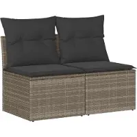 Syfax 2-tlg. Garten-Sofagarnitur mit Kissen Grau Poly Rattan Akazie