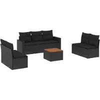 Syfax 8-tlg. Garten-Sofagarnitur mit Kissen Schwarz Poly Rattan