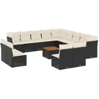 Syfax 14-tlg. Garten-Sofagarnitur mit Kissen Schwarz Poly Rattan