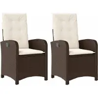 Syfax Gartensessel mit Kissen 2 Stk. Verstellbar Braun Poly Rattan