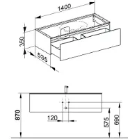 Keuco Waschtischunterschrank Edition 11 140x35x53,5cm, Lac s-matt, Gl. anthr. kl