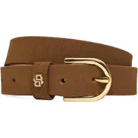 BOSS Gürtel aus Veloursleder mit goldfarbenem Double-B-Monogramm Grösse 80