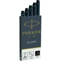 Parker Quink Nachfüllpatronen für Füllfederhalter | lange Patronen | schwarze Tinte | 5 Stück