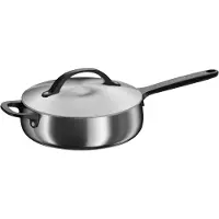 Berghoff Home Sauteuse 24 cm Edelstahl mit Deckel, 3,2 l, für alle Herdarten, Smokey Black