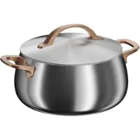 Berghoff Home Kochtopf 24 cm aus Edelstahl mit Deckel, 6,7 l, für Induktion und alle Herdarten, backofenfest, spülmaschinengeeignet, Warm Blush