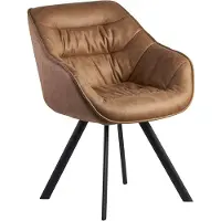 Wohnling Esszimmerstuhl Wildlederoptik Beige Gepolstert Küchenstuhl mit Schwarzen Beinen Moderner Schalenstuhl mit Armlehnen Polsterstuhl Stoffbezug