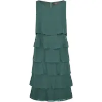Vera Mont Cocktailkleid "Cocktailkleid mit Volant", Damen, Gr. 42, EURO, grün (schwarz emerald), Obermaterial: 100% Polyester PES., Kleider Cocktailkleid