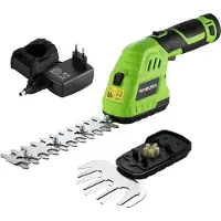 Workpro 12V Strauchschere Akku 2-in-1, handliche Grasschere mit 2 Messern