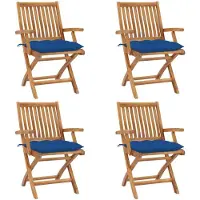 Syfax Klappstühle mit Kissen, 4-teilig, Massivholz Teakholz