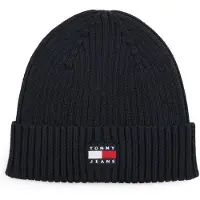 Tommy Hilfiger Beanie TOMMY JEANS "TJM HERITAGE CORE", Herren, schwarz night navy, Strick, Baumwolle, Mützen Beanie, Rippstrick, Umschlag, normale Passform