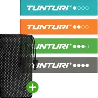 Tunturi 4 Widerstandsbänder Set – Mini Power Band – Trainingsgummi – Fitnessband – Übungsband – Gymnastikband – Inklusive e Fitness App