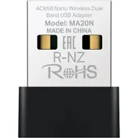 Mercusys AC650 Nano Wireless Dual Band USB Adapter, Kabellos, USB Typ-A, WLAN, Wi-Fi 5 (802.11ac), 650 Mbit/s, Schwarz, Metallisch