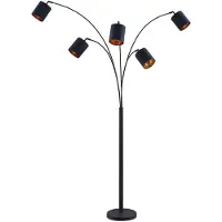 LINDBY Stehleuchte Abiram, schwarz/gold, Textil, 70cm Abiram, schwarz, für Wohn- / Esszimmer, Metall, Modern, Stehlampe