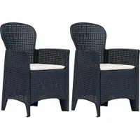 Syfax Gartenstühle 2 Stk. mit Kissen Anthrazit Kunststoff Rattan-Optik