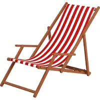 Erst-Holz Gartenliege rot-weiß Liegestuhl Tisch Kissen Sonnenliege Deckchair Buche dunkel 10-314 T KH