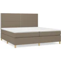 vidaXL Boxspringbett mit Matratze Taupe 200x200 cm Stoff