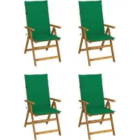 Syfax 4er-Set verstellbare Klappstühle mit Kissen aus massivem Akazienholz