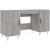 Syfax Schreibtisch Grau Sonoma 140x50x75 cm Holzwerkstoff
