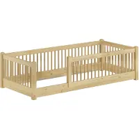 Erst-Holz Kinderbett niedriges Bodenbett Kiefer natur 80x180 Kleinkinder Laufstall ähnlich V-60.65-08-180Rollrost und Matratze inkl.