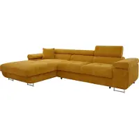 Mirjan 24 Ecksofa Torezio Mini, Stilvoll Eckcouch mit Bettkasten und Schlaffunktion, Einstellbare Kopfstützen, 280x170x70-90 cm (Farbe: Wave 05, Seite: Links)