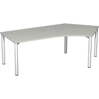 Geramöbel Flex Schreibtisch lichtgrau, silber L-Form, 5-Fuß-Gestell silber 216,6 x 113,0 cm