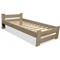 Need Sleep Massivholzbett 80x200 cm - Einzelbett aus Kiefernholz - stabiles Bettgestell - niedriges Kopfteil - Natur