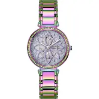 GUESS Quarzuhr "LILY", bunt (lila, metallic), Armbanduhren, Damen, lila-metallic, Quarzuhr, Armbanduhr, Damenuhr
