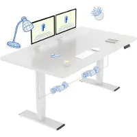 FlexiSpot QB2 Höhenverstellbarer Schreibtisch Elektrisch 180x80cm, mit Monitorhalterung, 2 STARKE MOTOREN, 120 kg Tragkraft, 4 Memory-Funktion (Weiß)