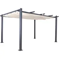 Jet-Line Pavillon Gartenpavillon 4x3m Luxor anthrazit-beige aus Aluminium UV-Schutz Sonnenschutz für wasserabweisende Überdachung Terrasse Garten