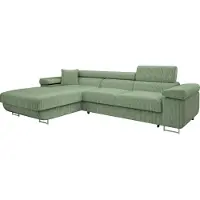 Mirjan 24 Ecksofa Torezio Mini Cord, Stilvoll Eckcouch mit Bettkasten und Schlaffunktion, Einstellbare Kopfstützen, 280x170x70-90 cm (Farbe: Poso 47, Seite: Links)