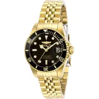 Invicta Pro Diver 29190 Damenuhr - Quarzwerk - Edelstahl mit schwarzem Zifferblatt - 34 mm
