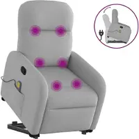 Syfax Massagesessel mit Aufstehhilfe Wolkengrau Stoff