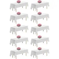 Vevor 10 x Tischdecke Tischwäsche 1524x2591 mm, wiederverwendbarer Tischdeckenschutz, maschinenwaschbares Tischtuch aus Polyestergewebe für Partys Hochzeiten Bankette formelle Veranstaltungen, Weiß