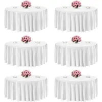 Vevor 6 Stk. runde Tischdecken Tischwäsche 3352 mm, knitterfreier Tischdeckenschutz, maschinenwaschbares Tischtuch aus Polyestergewebe für Partys Hochzeiten Bankette formelle Veranstaltungen, Weiß