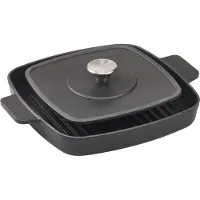 Hanseatic Grillpfanne "", schwarz, B:28cm H:4,5cm L:28cm, Pfannen, Grillpfanne, inkl. Steakpresse und Griffschutz für Induktion