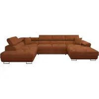 Mirjan 24 Wohnlandschaft Torezio Bis, Stilvoll Eckcouch mit Bettkasten und Schlaffunktion, Einstellbare Kopfstützen, 346x203x70-90 cm (Farbe: Flow 09, Seite: Links)