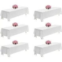 Vevor 6 x Tischdecke Tischwäsche 2286x3353 mm, wiederverwendbarer Tischdeckenschutz, maschinenwaschbares Tischtuch aus Polyestergewebe für Partys Hochzeiten Bankette formelle Veranstaltungen, Weiß