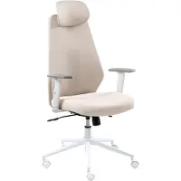 Beliani Bürostuhl Beige Gepolstert Mesh Netzstoff Verstellbare Armlehnen und Kopfstütze Sitzhöhenverstellung Drehbar Wippfunktion Drehstuhl