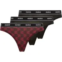 HUGO underwear String "TRIPLET THONG DESIGN", Damen, Gr. XL, 3 Stk., Jersey, rot (open rot 641), Jersey, Obermaterial: 95% Baumwolle, 5% Elasthan, Unterhosen String, wiederholendes Logo am Bund