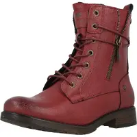 Mustang Winterstiefelette SHOES "Elfi", Damen, Gr. 42, wärmend, rot, Lederimitat, used, Basic, Schuhe Winterstiefelette, Stiefelette, Winterboots mit neckischem Zierreißverschluss