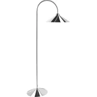 Beliani Stehlampe Silber Metall 150 cm Hoch 1-Flammig mit Schirm Kegelform Langes Kabel mit Schalter Modern Schlaf- u. Wohnzimmer Bogenlampe