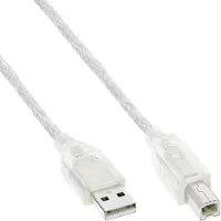 InLine USB 2.0 Kabel, A an B, transparent, 10m, 10 m, USB A, USB B, Stecker/Stecker, 0,48 Gbit/s, Transparent