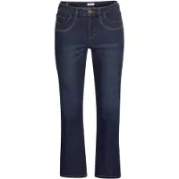 Sheego Bootcut-Jeans , Damen, Gr. 54, Normalgrößen, blau (dunkelblau denim), 76% Baumwolle, 22% Polyester, 2% Elasthan, unifarben, lang, Jeans Bootcut-Jeans
