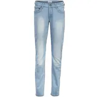 HEINE Röhrenjeans , Damen, Gr. 42, Normalgrößen, blau (bleached), 95% Baumwolle, 3% Polyester, 2% Elasthan, Miedereinsatz:15% Elasthan, 85% Polyamid, unifarben, lang, Jeans Röhrenjeans