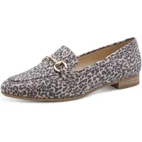 Marco Tozzi Slipper , Damen, Gr. 39, Textil, beige (leodruck), Veloursleder, Schuhe Slipper, Blockabsatz, Loafer, Businessschuh mit Schmuckspange
