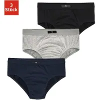 H.I.S. Slip H.I.S, Herren, Gr. S, 3 Stk., blau (marine, grau, meliert, schwarz), Jersey, Obermaterial: 95% Baumwolle, 5% Elasthan, unifarben, körpernah, Unterhosen Slip, ohne Seitennaht, Topseller
