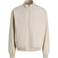 Jack & Jones Bomberjacke "JJECHARGE STAND COLLAR BOMBER NOOS", Herren, Gr. M, moonbeam, Web, Obermaterial: 100% Polyester, unifarben, Jacken Bomberjacke, mit Stehkragen