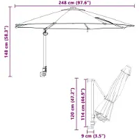 vidaXL Garten-Sonnenschirm Sand 248 x 248 x 148 cm Polyester und Stahl