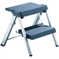 Hailo Klappleiter 4410001 Stepfix 2stufig Trittleiter mit Wandhaken